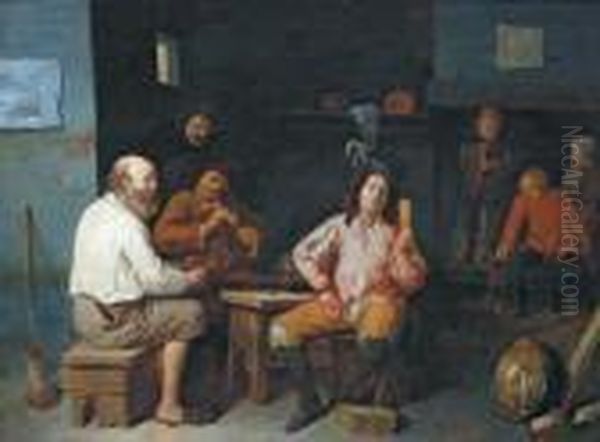 Scena Di Osteria Con Contadini Che Fumano E Giocano - view 1