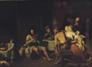 The Fable Of The Satyr And The Peasant Family by David The Younger Ryckaert