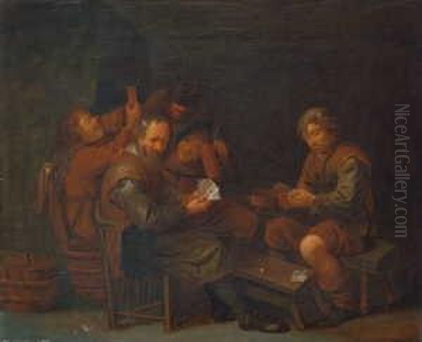 Kartenspielende Bauern. Ol Auf 
Leinwand (doubliert). H 48,5; B 59,5 Cm. Die Bauerlichen Interieurs Und 
Genreszenen Ryckaerts Haben Mitunter Ahnlichkeit Mit Denen G. Van 
Tilborghs. W. Bernt Schreibt Uber Ihn: "die Lehrhafte, Illustrative 
Auffassung - view 1