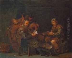 Kartenspielende Bauern. Ol Auf
Leinwand (doubliert). H 48,5; B 59,5 Cm. Die Bauerlichen Interieurs Und
Genreszenen Ryckaerts Haben Mitunter Ahnlichkeit Mit Denen G. Van
Tilborghs. W. Bernt Schreibt Uber Ihn: "die Lehrhafte, Illustrative
Auffassung by David The Younger Ryckaert