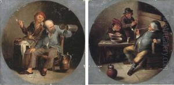 Peasants Smoking In An Interior; And Peasants Drinking And Smokingin An Interior - view 1