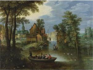 A River Landscape With The Flight Into Egypt by Marten Ryckaert