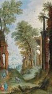 Paesaggio Con Figure E Rovine Architettoniche