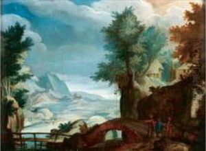 Paysage Aux Promeneurs Pres Du Pont