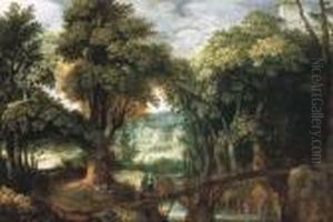 A Wooded River Landsape With The Flight Into Egypt by Marten Ryckaert