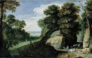 A Pastoral Landscape With The Flight Into Egypt