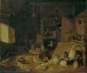 Stallinterieur Mit Rind Und Federvieh. by Frans, Francois Ryckhals