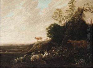 A Landscape With Cattle In The Foreground by Frans, Francois Ryckhals