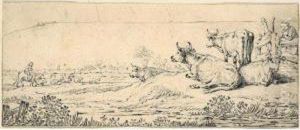 Landscape With Cattle And Two Figures.