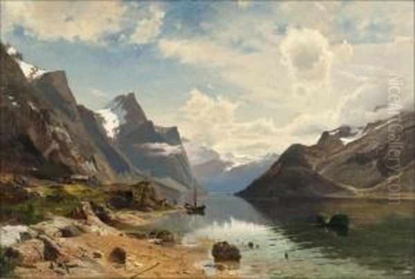 Fishermen In A Fiord Landscape - view 1
