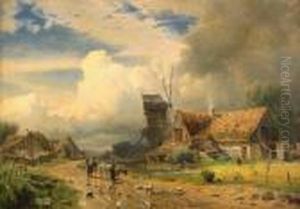 Skansk Idyll Med Vaderkvarn Och Bondgard