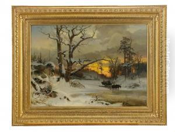 Vinterlandskap Med Hastfora - Aftonljus - view 1