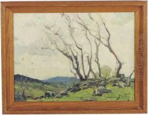 Landscape With A Mountain Peak In The Background by Chauncey Foster Ryder