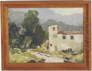 White House In A Green Lush Landscape by Chauncey Foster Ryder