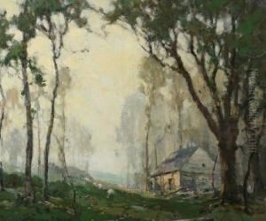 Sheep And Cottage In Grove Of Tall Trees