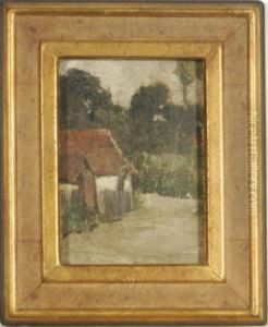House With Red Roof (recto), Verdant Landscape (verso); And Acompanion Painting by Chauncey Foster Ryder