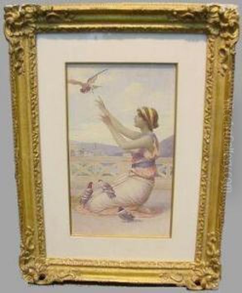 Classical Maiden With Birds - view 1