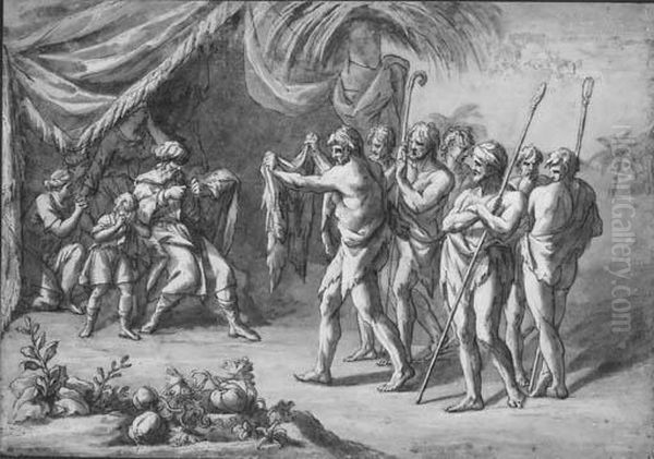 Joseph's Brothers Show His Bloodied Coat To Their Father - view 1