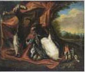 A Still Life With Birds by Pieter Andreas Rysbrack