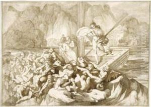 Dante And Virgil Watching Charon Ferrying Souls To Hell by Luigi Sabatelli