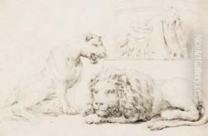 Studio Per Leone, Leonessa, Avvoltoio E Satiro Che Insidia Una Ninfa by Luigi Sabatelli