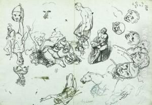 Diverses Etudes De Personnages Et Tetes