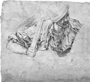A Man Holding A Candle, Half-length (recto); A Reclining Nude(verso) by Luigi Sabatelli