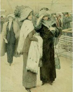 Elegantes Sur Le Port by Louis Remy Sabattier