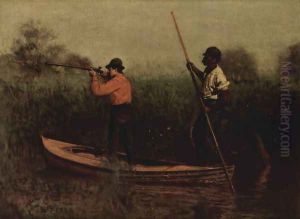 Will Schuster und ein Schwarzer auf Rallenjagd by Thomas Cowperthwait Eakins
