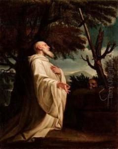 San Romualdo In Estasi Davanti Al Crocifisso by Andrea Sacchi
