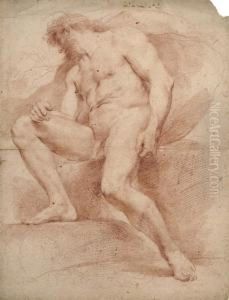 A Seated Male Nude by Andrea Sacchi