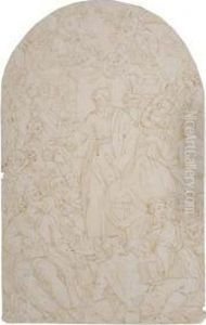 A Saint Surrounded By Figures And Cherubs by Andrea Sacchi