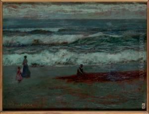 Marina Con Figure by Giuseppe Sacheri