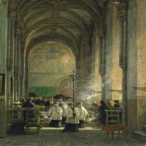 Church Interior With Several Persons