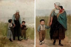Holding Mothers Hand by Philippe Lodowyck Jacob Sadee