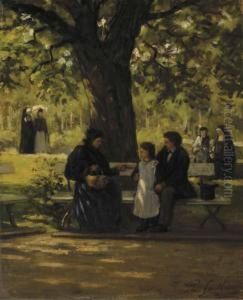 On A Park Bench by Philippe Lodowyck Jacob Sadee