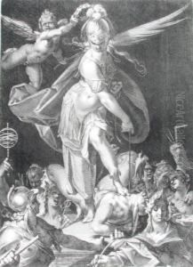 Die Weisheit Besiegt Die Unwissenheit. Kupferstich Von Aeg by Aegidius Sadeler or Saedeler
