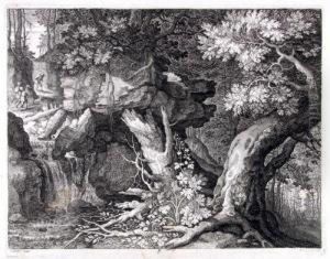 Kupferstich Auf Butten Nach Roelant Savery by Aegidius Sadeler or Saedeler