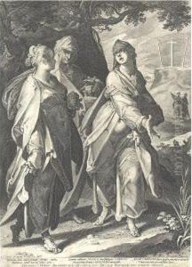 The Three Women Returning From The Tomb, After Bartolomeus Spranger (holl. 60) by Aegidius Sadeler or Saedeler