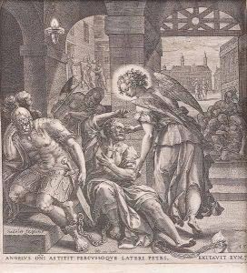 Peter Freed From Prison By The Angel by Johannes I Sadeler