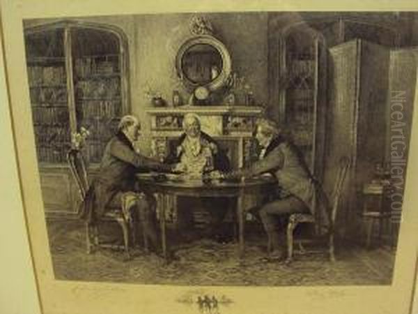 Scenes Of Gentlemen Seated Around Adining Table - view 1