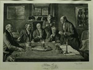 Gentlemen Smoking 'churchwarden' Clay Pipes by Walter-Dendy Sadler