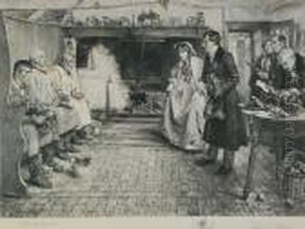 Figures In A Cottage Interior - view 1