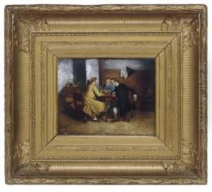 A Discussion Over A Glass Of Wine And A Good Pipe by Walter-Dendy Sadler