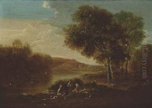 Arcadian Landscape With Figures