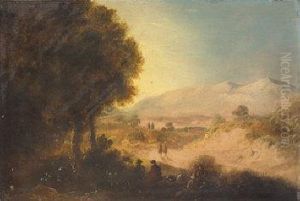 Figures In Mountain Landscape by William II Sadler