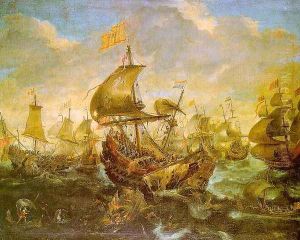 The Battle of the Spanish Fleet with Dutch Ships in May 1573 during the Siege of Haarlem by Andries Van Eertvelt