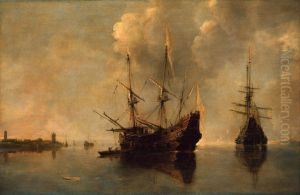 Two Ships at Anchor by Andries Van Eertvelt