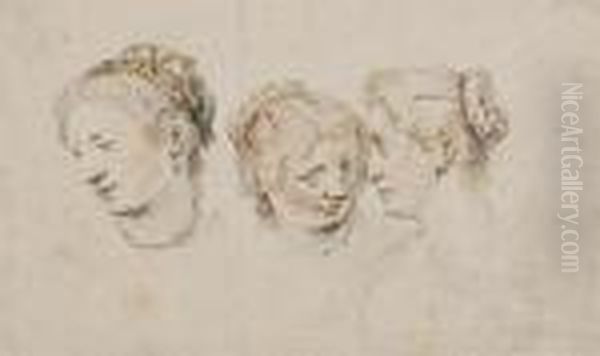 Etude De Trois Tetes De Femmes - view 1