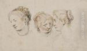 Etude De Trois Tetes De Femmes by Jan Pietersz. Saenredam